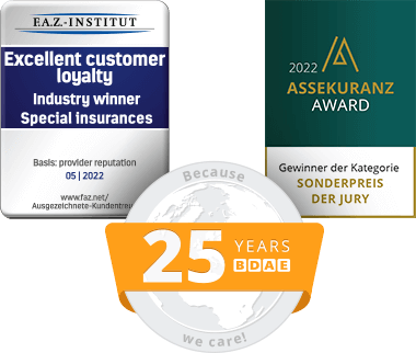 F.A.Z. - Institut - Excellent customer loyalty - 05 | 2022 and 25 Years BDAE | Assekuranz Award
